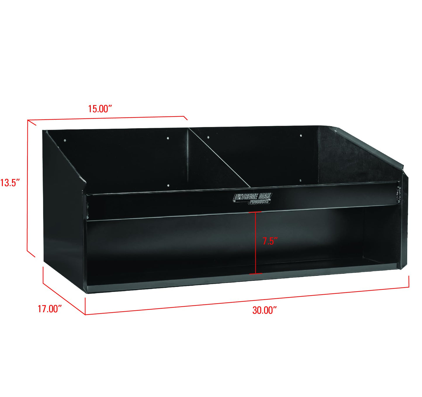 Extreme Max 5001.6139 Double Helmet Bay Wall-Mount Aluminum Cabinet Organizer for Enclosed Race Trailer, Shop, Garage, Storage - Black