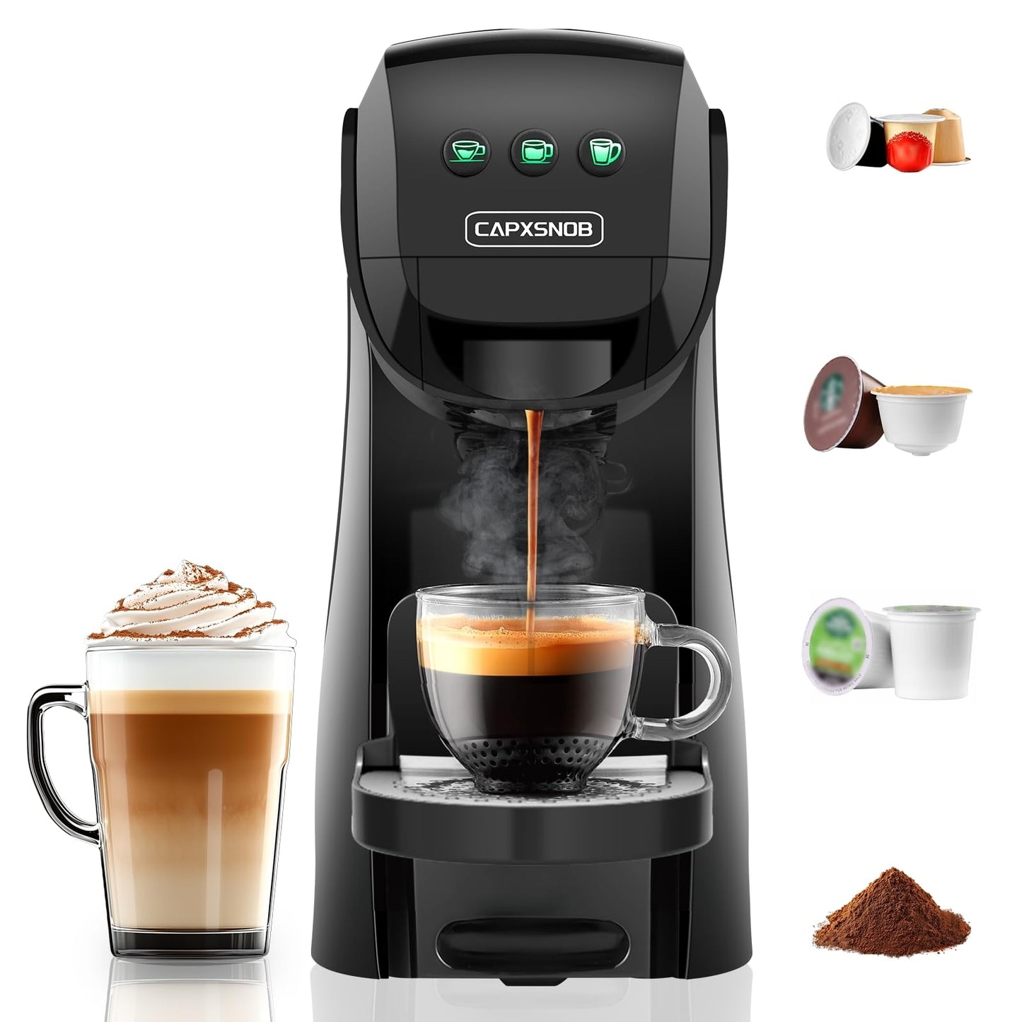 Warriors1 Mini Coffee Maker for Keurig K Cup, Espresso Machine for Nespresso Original, Dolce Gusto Pods, Ground Coffee, 20 Bar Coffee Machine fits kitchens, apartments, dorms, RVs, 28 oz Reservoir