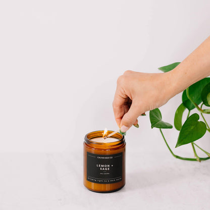 Calyan Wax Co. Apples & Maple Bourbon Scented Candle - 57 Hour Burn - Luxury Clean Soy Wax Candles - Long Lasting Amber Glass Jar Candle for Home - 7.2oz