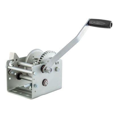 CURT 29520 Hand-Crank 2-Speed Winch, 2,000 lbs, 4.1:1 High, 10.25:1 Low Gear Ratio, 10.6" Handle