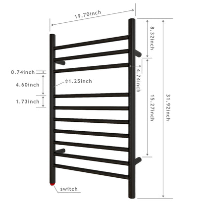 HEATGENE Towel Warmer Wall-Mounted Hardwired Heated Towel Rack Hot Towel Bar Brushed
