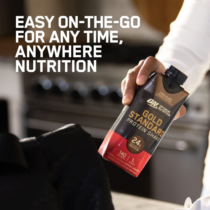 Optimum Nutrition Gold Standard Protein Shake, 24g Protein, Ready to Drink Protein Drinks, Chocolate, 11 Fl Oz, 12 Count (Pack of 1) (Packaging May Vary)