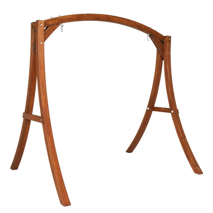 VINGLI 6.7FT Porch Swing Frame, 1000LBS Heavy Duty A-Frame Wooden Porch Swing Stand with Curved Arc Top for 5FT Porch Swing, Large Swing Hanger for Garden, Patio, Backyard & Indoor, Brown