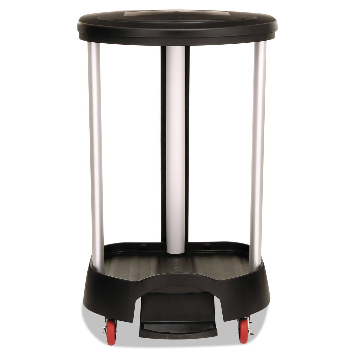 Rubbermaid Commercial Executive Series Step-On Linen Hamper/Laundry Basket with Front Locking Casters, 30 Gallon, Black, Hands Free Lid, for Hospitals/Medical Labs/Commercial Facilities