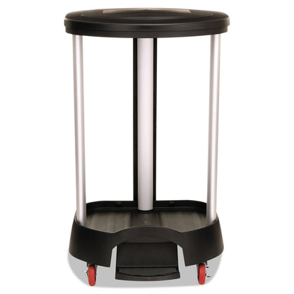 Rubbermaid Commercial Executive Series Step-On Linen Hamper/Laundry Basket with Front Locking Casters, 30 Gallon, Black, Hands Free Lid, for Hospitals/Medical Labs/Commercial Facilities