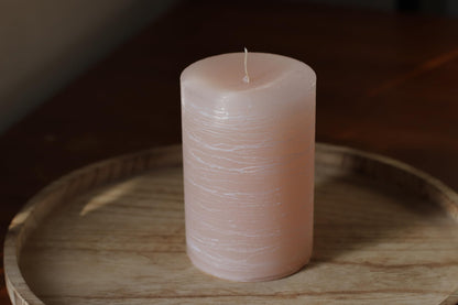 Modern Candle Design Large Unscented Rustic Nordic Pillar Candle Handmade in the USA (Peach Blush)
