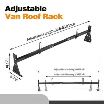 Colinktool Universal Van Ladder Roof Racks, Adjustable Van Roof Ladder Racks with Cargo Roller Compatible with 1996-Up Chevy Express Fullsize and Vans with Rain Gutter,Black-2Pack