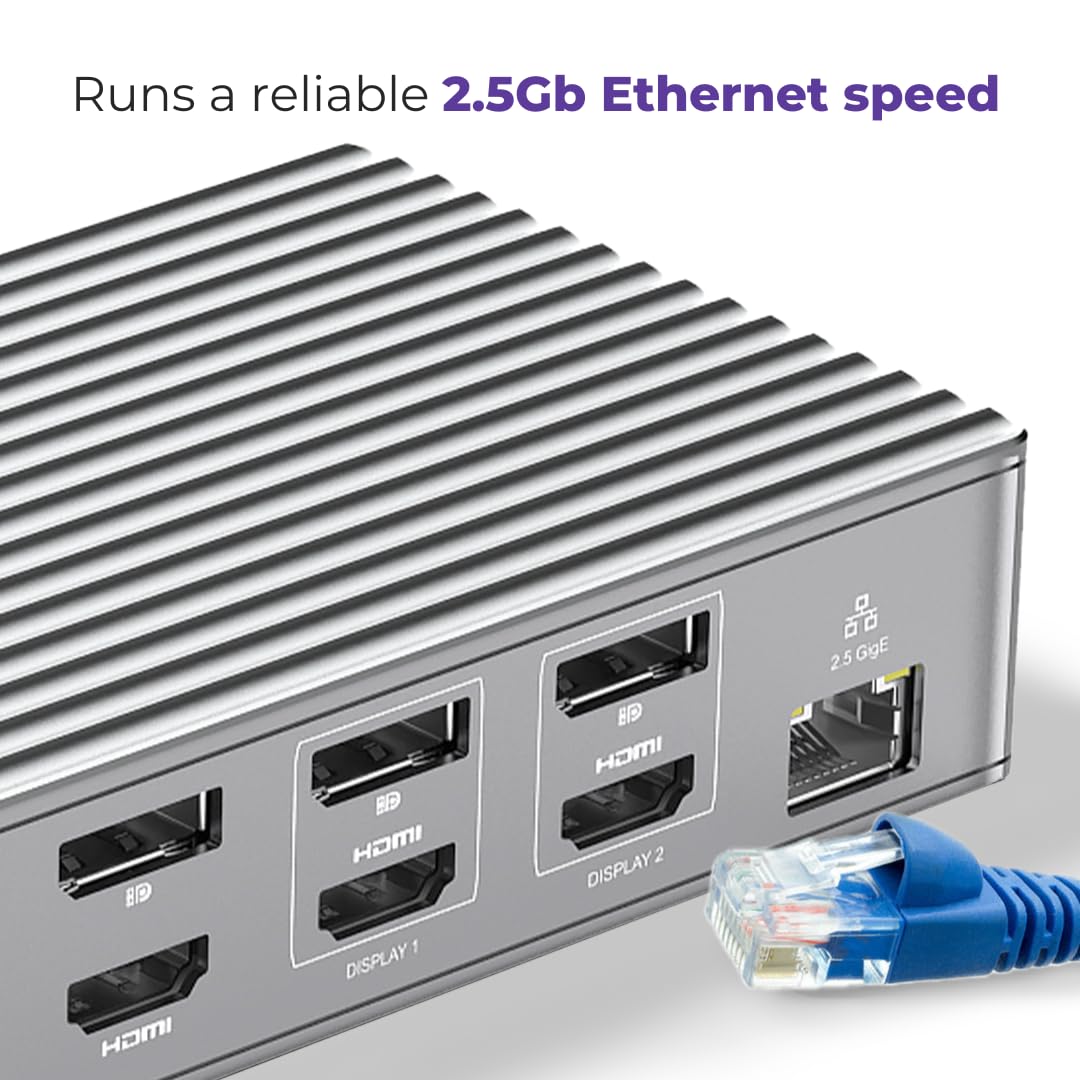 Thunderbolt 4 Dock with DisplayLink, 21-in-1 USB-C/A Docking Station for MacBook, Windows & ChromeOS – 150W Charging, 40Gbps, 8K/4K Display, Dual/Triple/Quad/5 Monitor Support