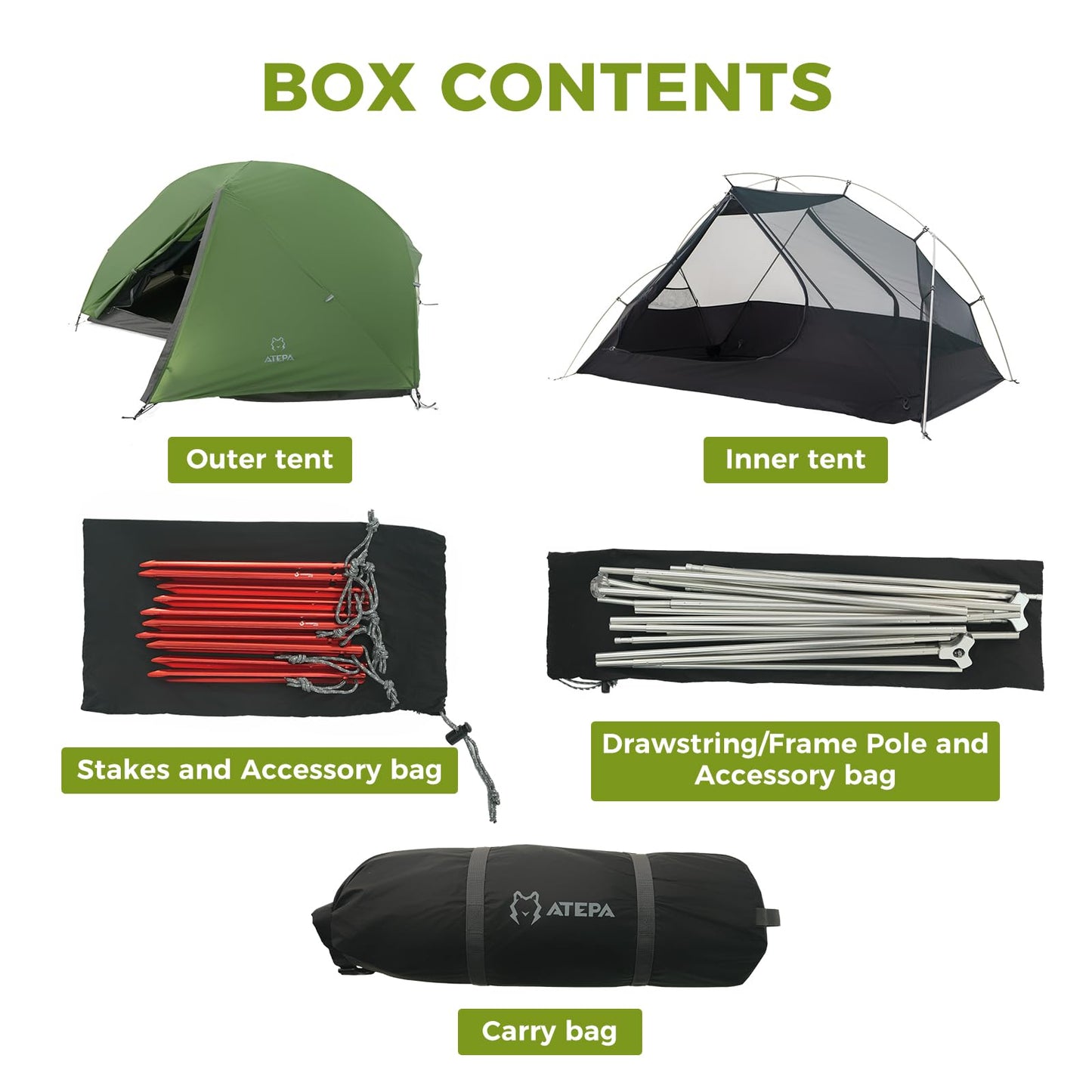 ATEPA Voyage 1 Person Backpacking Tent, Ultralight 20D SilNylon 4 Season Tent, 4000mm Waterproof Freestanding Camping Tent with Dual Doors & Expandable Vestibule for Hiking Bikepacking Mountaineering