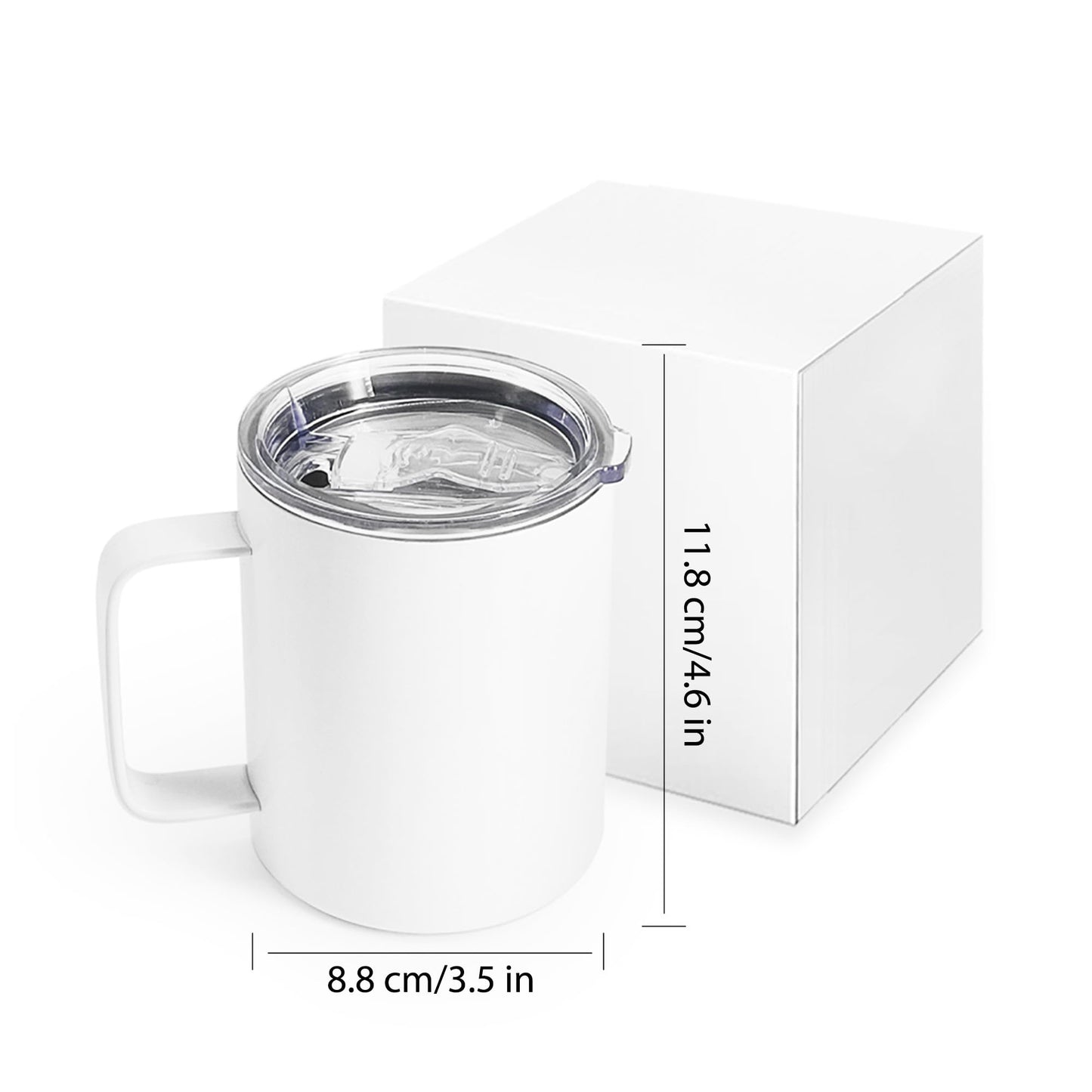 ZREGGUR 25packs 12oz Plain White Stainless Steel Sublimation Blanks Mug With Lid Double Wall Travel Coffee Cups With Thick Handles Camping Insulated Drinking Tumbler
