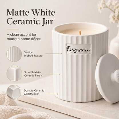 Viyffo Vanilla Cream Scented Candle Gift for Women, Small 6.35oz Non Toxic Soy Candle in Matte White Ceramic Jar Perfect for Winter Home Decor, Mom, Friends & Sisters Gift
