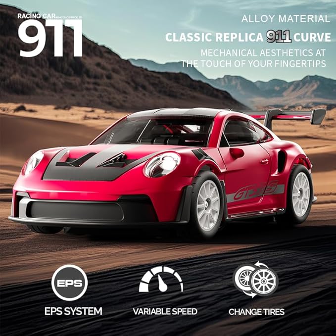 1/43 Scale RC Drift Car 2.4G Full Proportional 4WD Remote Control Car with Gyro Adjustable Speed &amp LED Lights Alloy RC Vehicle for Adult