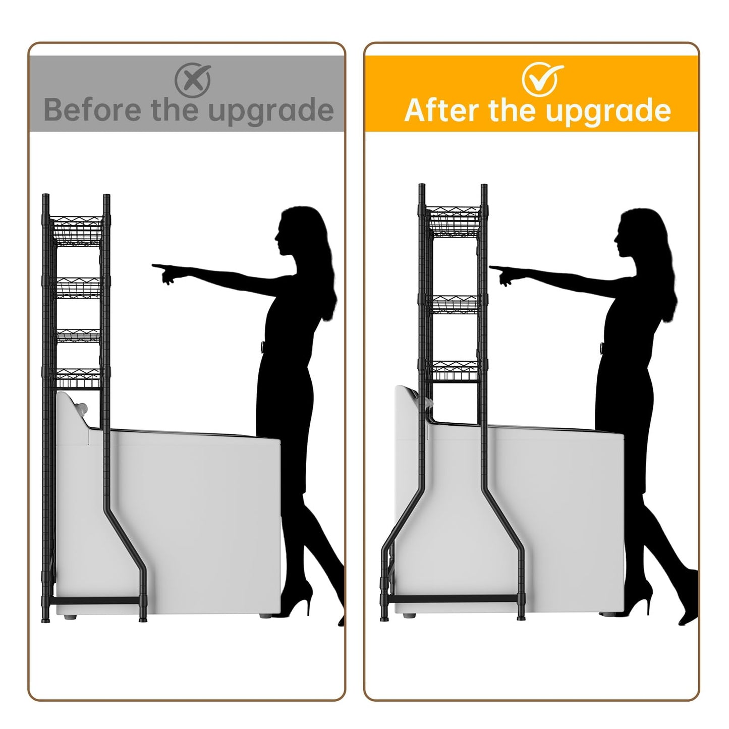 Golpart Over Washer and Dryer Shelves,Heavy Duty Laundry Room Storage Organization Clothes Drying Rack,5 Tier Adjustable Height Wire Shelving and Wire Basket with Hanger Rod&Hook,Space Saving Shelf