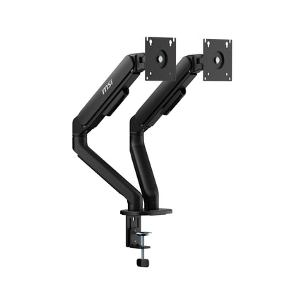 MSI MAG MT101DG - Gas Spring Dual Monitor Stand Arm, Supports 17-32" and 22 lbs, VESA Compatible, Adjustable Gas Spring Mount, Clamp & Grommet, Quick Release Plate – Black