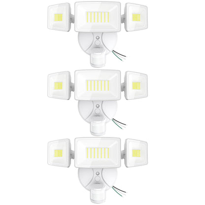 Onforu 3 Pack 75W Motion Sensor Outdoor Lights, 7000lm Dusk to Dawn Flood Light, LED Security Light with 3 Head, IP65 Waterproof Exterior Floodlight, 6500k Wall Light for Entryway Stairs Yard Garage