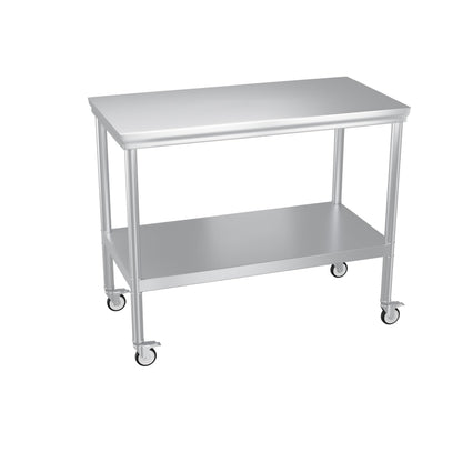 FITHOW Stainless Steel Pulley Workbench with Casters, 20 * 40 inches Commercial Heavy-Duty Workbench and Prep Table with Lower Shelf, Suitable for Restaurant Kitchens, Outdoor barbecues and garages