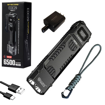 EdisonBright Nitecore EDC29 6500 Lumen USB Rechargeable Slim Body LED Flashlight EBR Charging Adapter