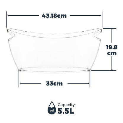 Clear Ice Buckets for Parties 3 Pack, 5.5L Clear Beverage Tub w/Handles & Scoops, Drink Buckets for Parties, Acrylic Beverage Tub, Mimosa Bar Supplies for Sparkling Wine Champagne Beer Drinks