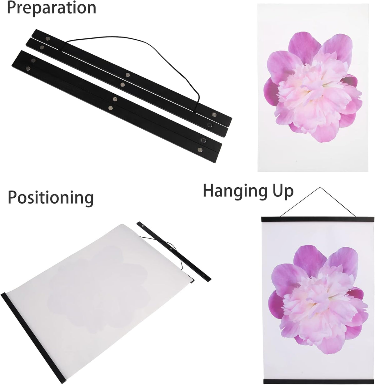 Aynoo Magnetic Poster Hanger Frame - 20 Inch Black Picture Frame for Easy Display | Multiple Sizes Available