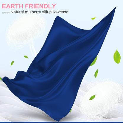 Mulberry Silk Pillowcases by Skiennix - King Size 2-Pack with Hidden Zipper | Smooth, Breathable & Cooling Royal Blue