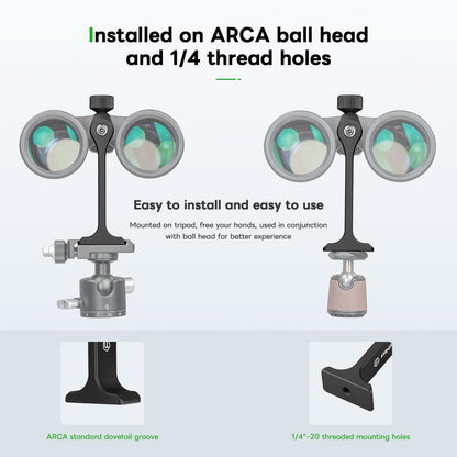 FANAUE Hunting Tripod Quick Release Plate Features Arca Swiss Dovetail Mount Carbon Fiber Tripod Binocular Tripod Adapter with 1/4-20" Thread for Bird Watching, Hunting, Astronomy, Animal Observation.