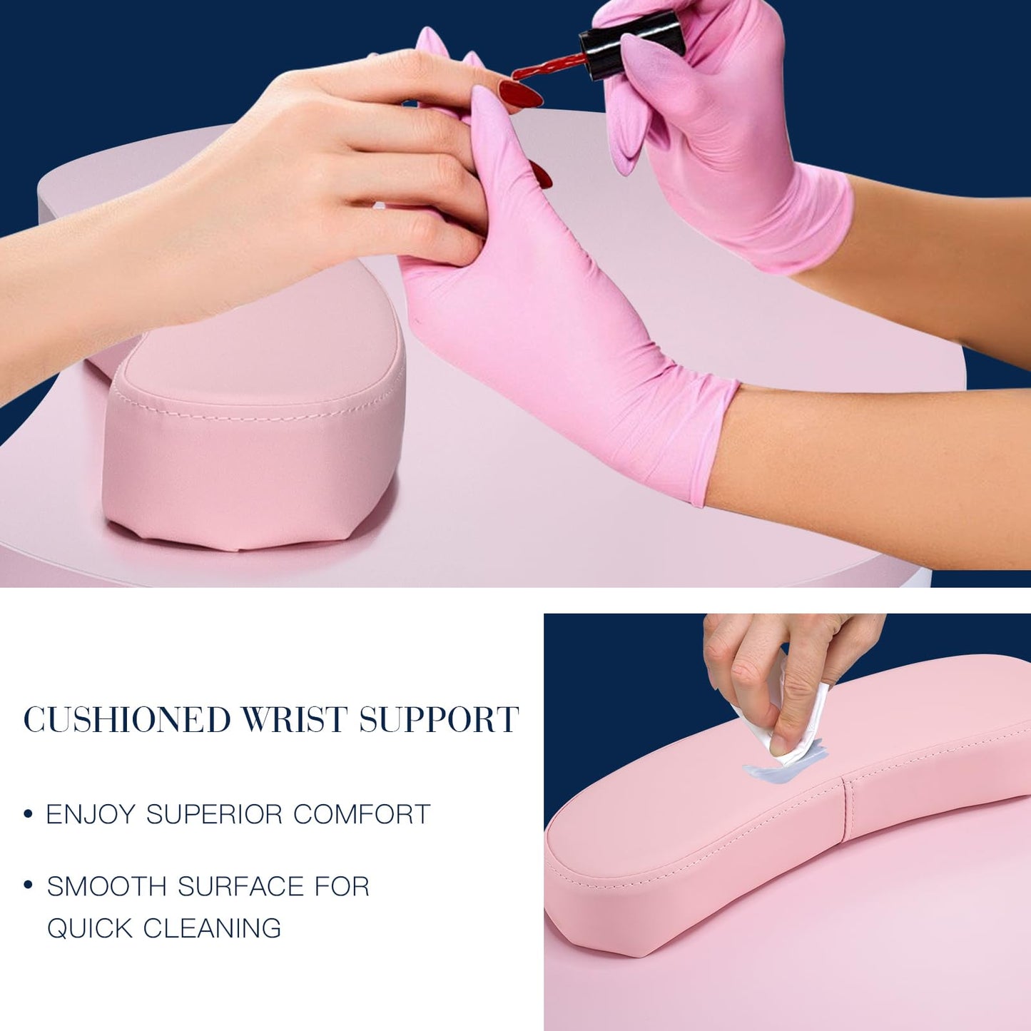 Joligrace Professional Foldable & Portable Manicure Table Nail Technician Desk Workstation 4 Lockable Wheels with Drawer Client Wrist Pad Free Carrying Bag Travel Nail Tech Spa Beauty Table Pink