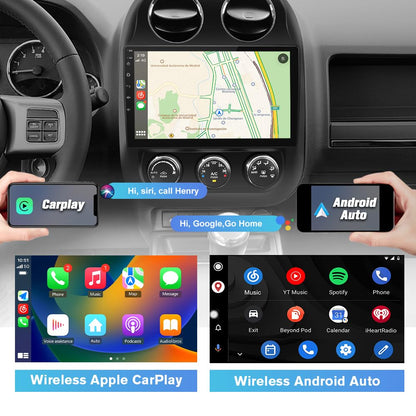 AWESAFE [4Core+64GB] Android Car Stereo for Jeep Patriot Compass 2010 2011 2012 2013 2014 2015 2016, 10" Touch Screen Radio for Jeep Compass with CarPlay Android Auto GPS 5GWiFi Included Camera