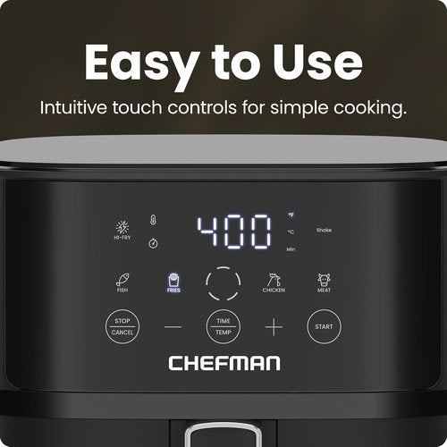 Chefman Air Fryer - 6 QT Compact Air Fryer with Hi-Fry Technology & Touchscreen Controls - Black