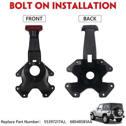 DKMGHT Spare Tire Holder Mounting Bracket Tire Carrier for Jeep Wrangler JK 07-18 with 3rd Third Brake Light Accessories 55397217AJ 68048581AA Aluminum Alloy Carrier Bracket(Red Lens)