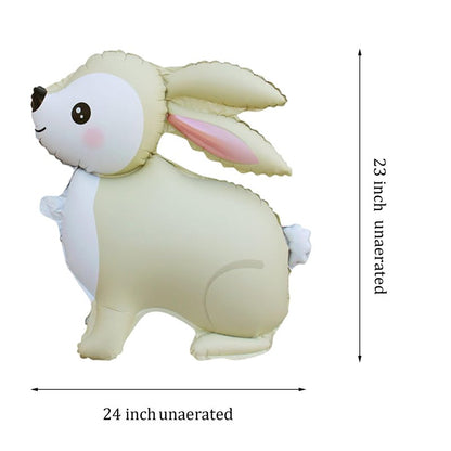 Bunny Standing Beige Foil Balloon,23in Cream White Rabbit Balloons Decorations for Animals Theme Birthday Party, Baby Shower, Gender Reveal,Easter Balloons,Set of 2（Nude,Pink）