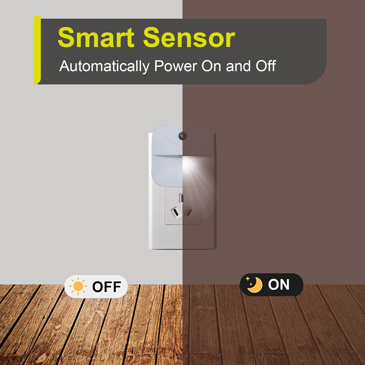 6 Pack Night Light Plug in, White LED Nightlights with Smart Dusk to Dawn Sensor, Plug into Wall Nightlights Suitable for Bedroom, Bathroom, Hallway, Kitchen, Stairs, Kids, Adults