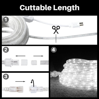 SHGPODA 66ft/20m 720 LEDs Rope Lights, Cool White Rope Light Outside, Waterproof Rope Lighting for Indoor Outdoor, Plug in Flexible Connectable Decor Lights for Garden, Patio, Pool, Bedroom (6000K)