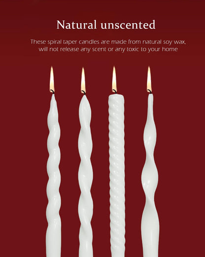 Spiral Taper Candles Brown Candlesticks Unscented Smokeless Tall Candles for Fall Decor Holiday Dinner Party Christmas Decorations-10inch,4pcs