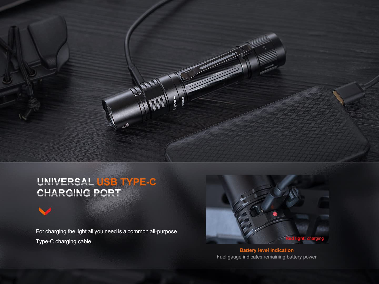 Fenix PD36R Pro High Lumen Tactical Flashlight, 2800 Lumen Dual Rear Switches USB-C Rechargeable with Lumentac Organizer