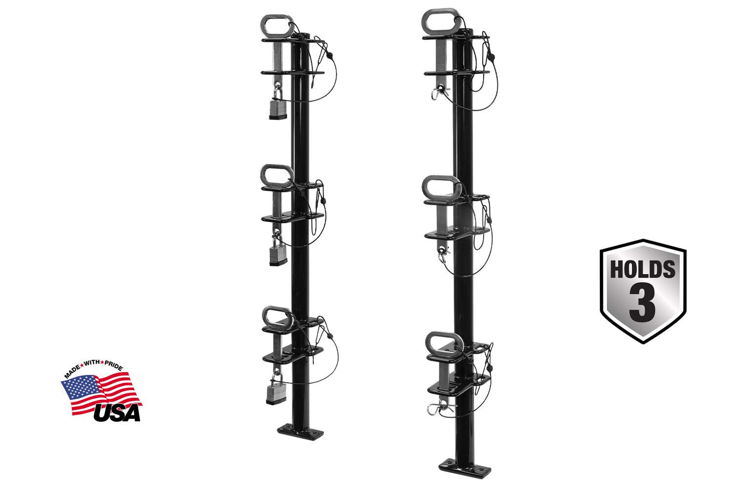 Buyers Products LT13 3-Position Lockable Weed Wacker/Trimmer Rack for Landscape Trailers - Adjustable, Black Powder-Coated Steel, Holds 3 Weed Eaters, Rust-Resistant Lawn Edger Rack, Made in USA