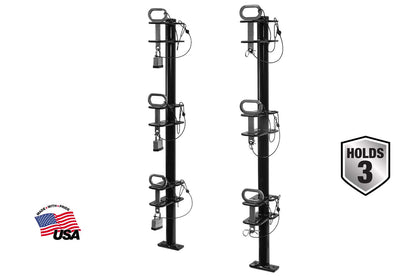 Buyers Products LT13 3-Position Lockable Weed Wacker/Trimmer Rack for Landscape Trailers - Adjustable, Black Powder-Coated Steel, Holds 3 Weed Eaters, Rust-Resistant Lawn Edger Rack, Made in USA