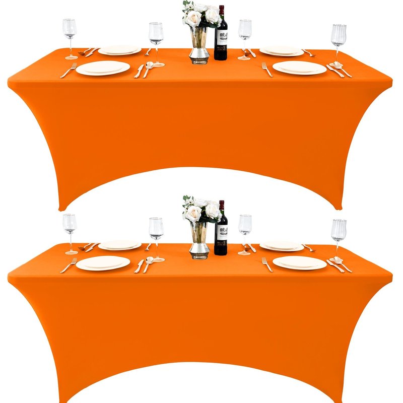 ZarzaaSik 10-Pack 4ft Spandex Table Covers for Rectangular Folding Tables - Wrinkle Resistant Stretch Tight Table Cloths - Fitted Table Protector for Parties, Trade Shows, Banquet, and Wedding