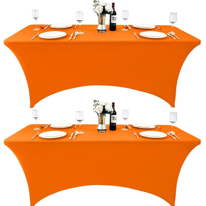 ZarzaaSik 10-Pack 4ft Spandex Table Covers for Rectangular Folding Tables - Wrinkle Resistant Stretch Tight Table Cloths - Fitted Table Protector for Parties, Trade Shows, Banquet, and Wedding