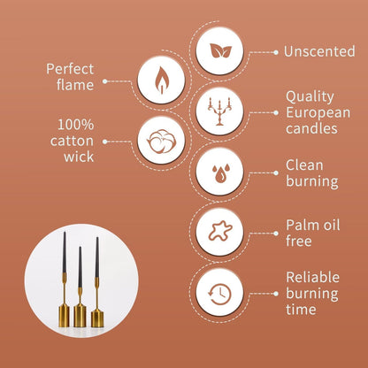 SOFT BREEZE 24 Pack Ivory Taper Candles-Taper Candles 4/5x10 Inch Smokeless & Dripless-10 Hours Long Burning,Unscented Candle,Ideal for Weddings,Dinner Parties, and Home Decor