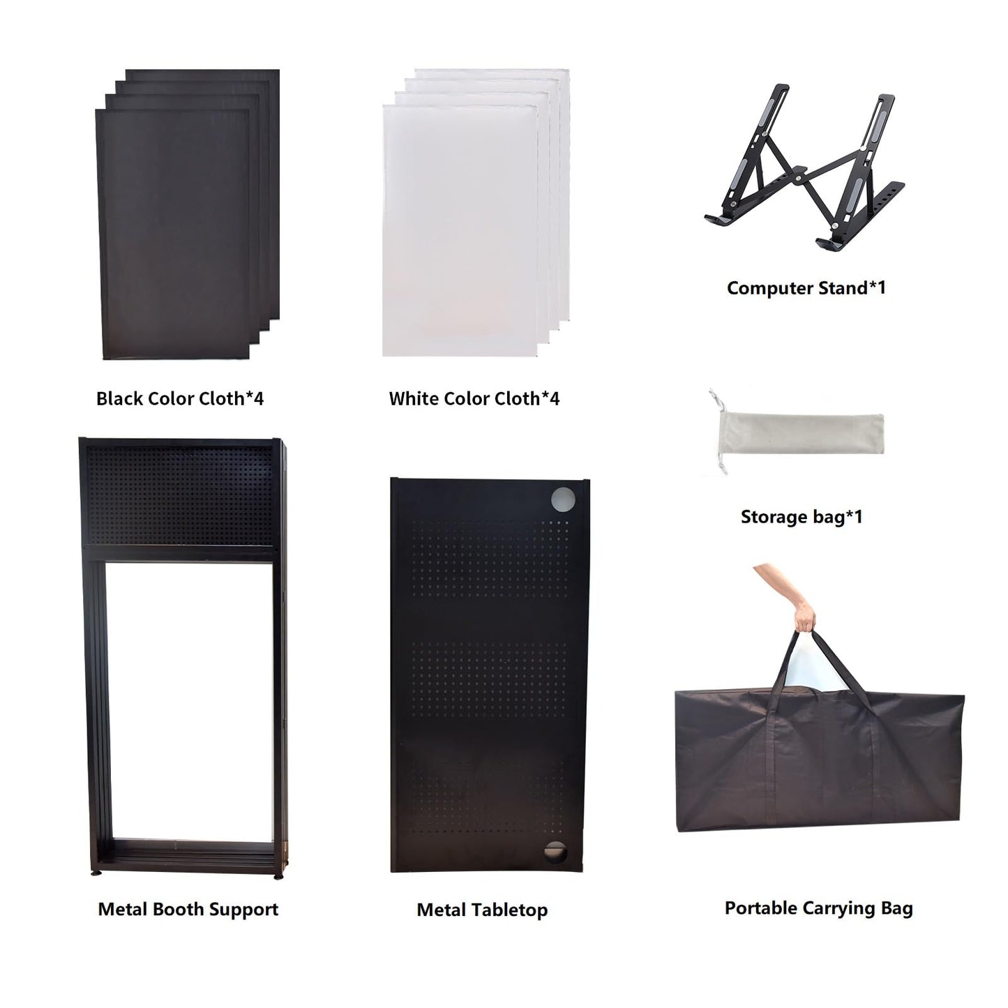 Wuyule Portable DJ Facade Table Station - 40 * 40 * 20 Inches Event Booth With Black and White Scrims, Padded Carrying Bag, Metal Frame Foldable Panel
