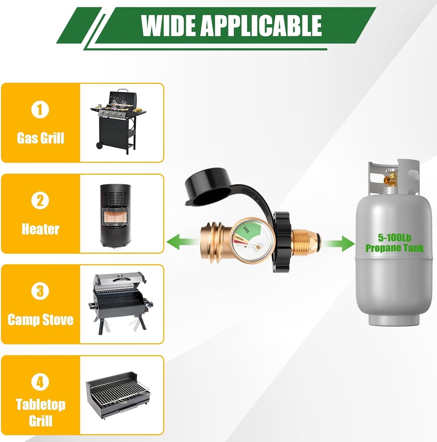 Skiennix Propane Tank Adapter - 100 lb Gauge for POL to QCC1 Connection | Durable & Reliable