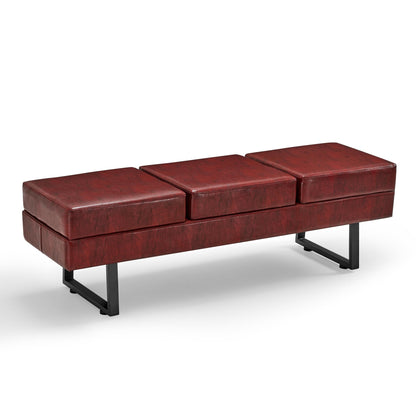 BarberPub Waiting Room Chairs, Heavy Duty Office Guest Reception Bench, Faux Leather Upholstered Lobby Chairs for Salon, Conference Room 7008 (Burgundy)