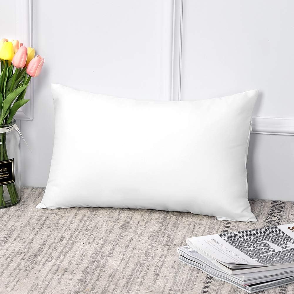 OTOSTAR Outdoor Throw Pillow Inserts - Water Resistant Cushion Pads for Patio | 12x20 Inch - White