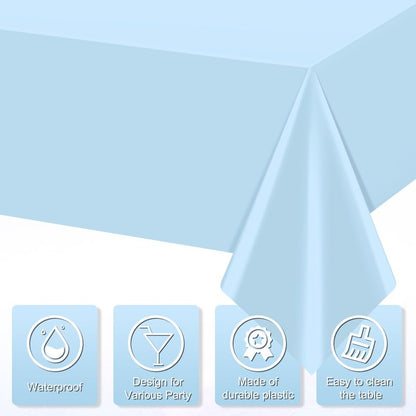 YIDAKO 6Pcs Light Blue Tablecloths,Disposable Plastic Tablecloth,Waterproof Baby Blue Rectangle Table Cover for Graduation Birthdays Weddings Anniversary Party Decorations,54 x 108 Inch