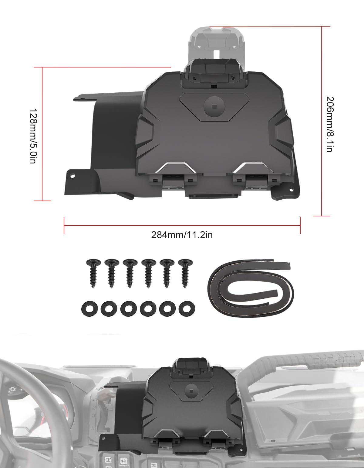 XATVXUTV Electronic Device Holder with Storage Integrated for Can Am Defender, Electronic Device GPS Mount Phone Tablet Holder with Extra Storage Box for Can-Am Defender HD9 MAX 2022-2025 Accessories