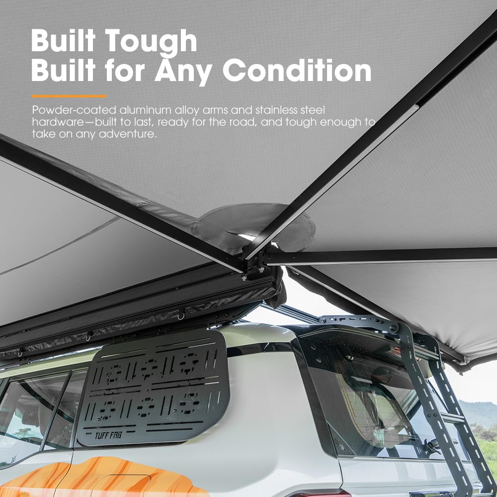 Sanhima 270 Awning Free Standing Built-in LED Light - 129.2 sq.ft Shelter Karlu Frontier Car Side Waterproof UV50+ Wind Resistant, Driver Side, 270 Degree Vehicle Awning for SUV Van Truck