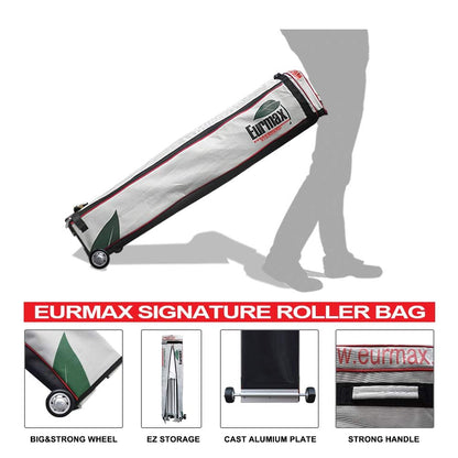 Eurmax USA 10x15ft Pop Up Canopy, Commercial Instant Tent for Outdoor Events, Patented No-Tip Rolling Storage Bag with 4 Sandbags,UV & Water Resistant,Heavy Duty Portable Shelter Gazebo,Black