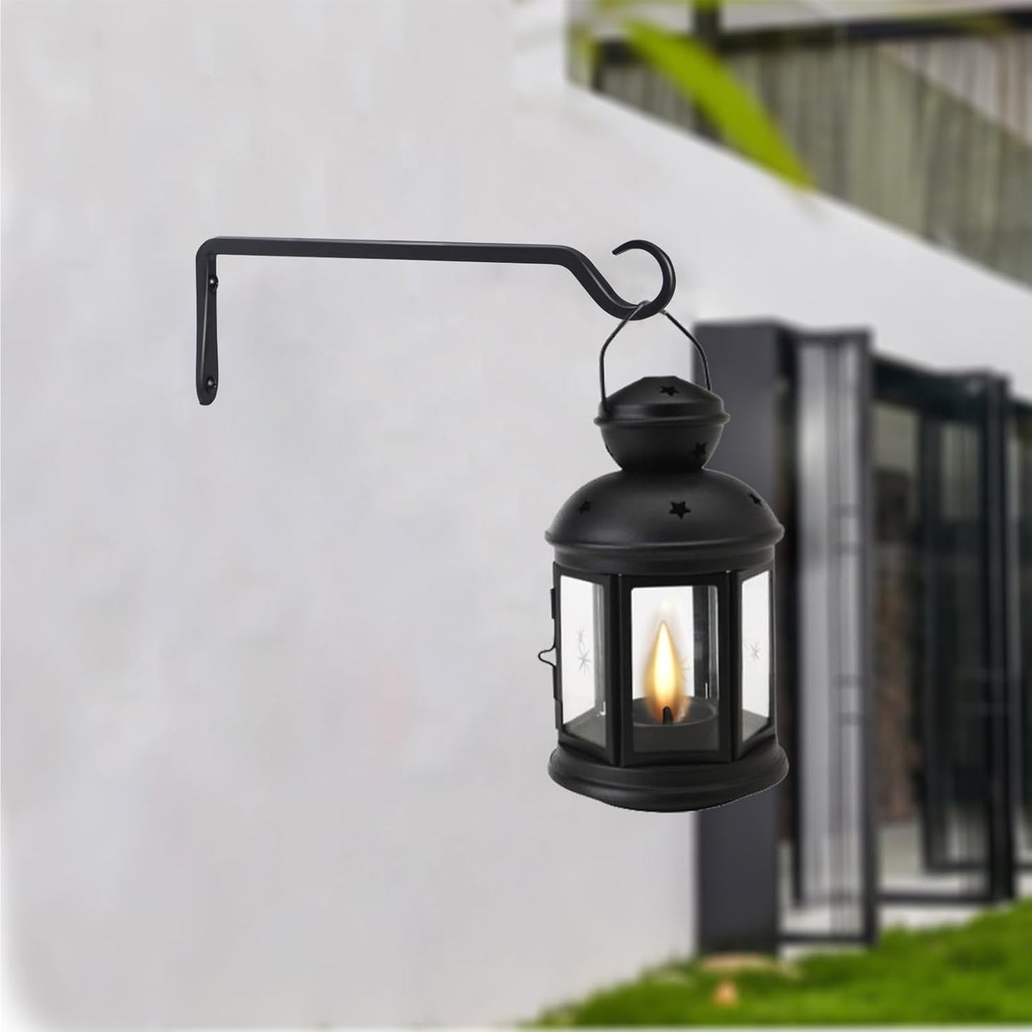 AILIN YELOKIE Premium Forged Wall Hooks - Sturdy 12-Inch Brackets for Plants & Lanterns | Elegant Black Finish