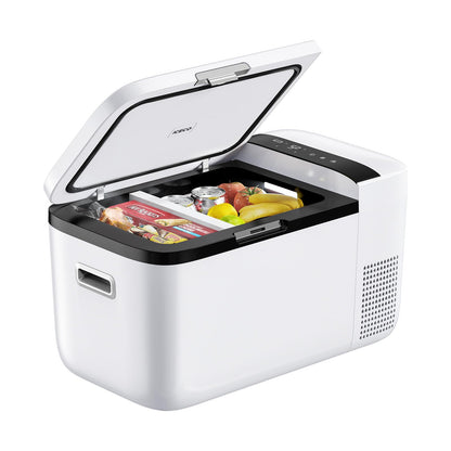 ICECO GO20 21 Quart/20 Liter Dual Zone 12 Volt Refrigerator, Portable Refrigerator with Secop Compressor, Electric Cooler, DC & AC, 0℉ - 50℉, Compressor Cooler for Outdoor, White