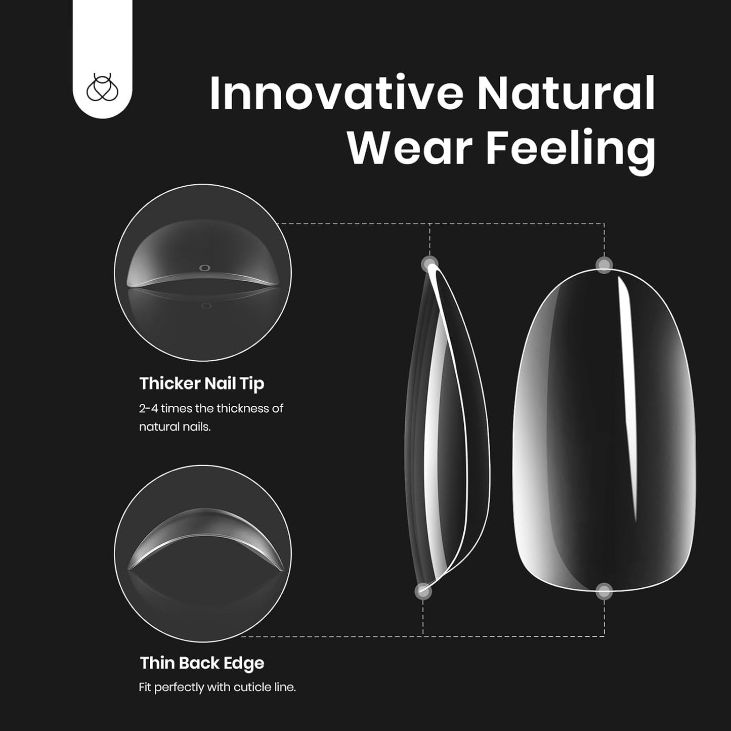 Beetles Gel Nail Extension Kit Almond Shape, Easy 9 in 1 Glue Uv Led Set Etch X Nail Tips Short Almond Half Matte Tips, Gift for Women & Girls, 504 pcs